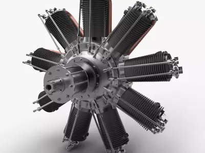 Clerget 9B rotary engine 3D model