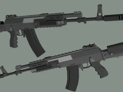 Low Poly AK-12 Assault Rifle Free low-poly 3D model