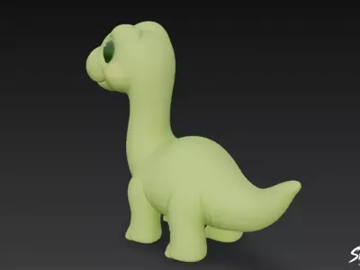 Cartoon Plush Brachiosaurus Low-poly 3D model