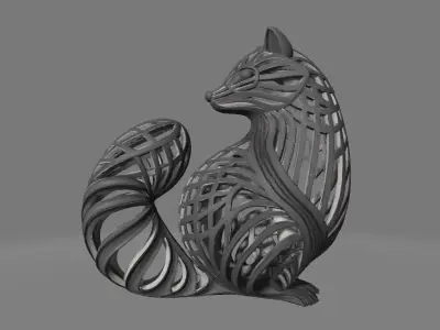 Raccoon Sculpture Hollow Lattice Design 3D model