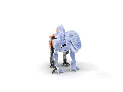 Robotic Dinosaur Model Pack with Steampunk Aesthetic Low-poly 3D model