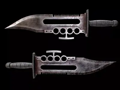 Knuckle Assault Knife Low-poly 3D model