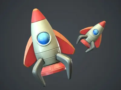 Cartoon Rocket PBR Game Ready  Low-poly 3D model