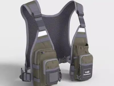 BASSDASH FISHING VEST Low-poly 3D model