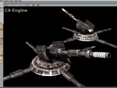 Sci Fi Turrets Low-poly 3D model