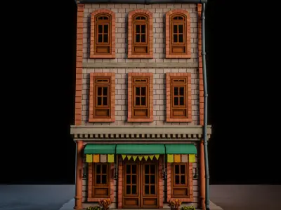 LOWPOLY CITY BUILDING STYLIZE 8 Low-poly 3D model