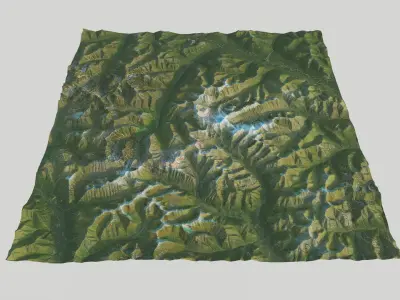 Arrigetch Peaks Alaska 3D Landscape 40km x 40km 5m DEM 3D model
