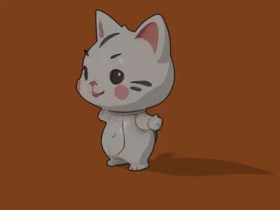 Cute cartoon cat Free low-poly 3D model