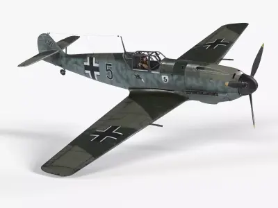 Messerschmitt BF109 German Fighter Airplane Green V2 3D model