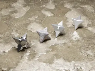 4 PC Caltrop Spikes Low-poly 3D model