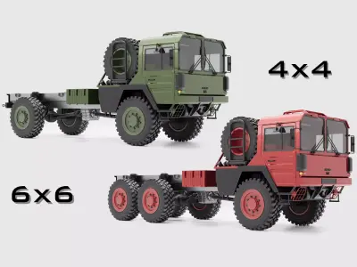 Man Kat1 3D Model - 4x4 and 6x6 Trucks 3D model