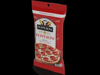 Meat snacks and cabanossi Pepperoni Slices Low-poly 3D model