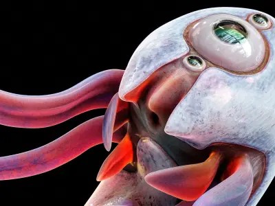 Alien Shrimp Parasite Creature PBR 3D model
