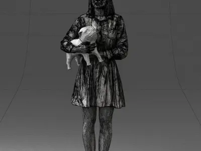 000005 Woman with dog 0921 3D model