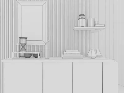 Shelf Cabinet with Houseware Free 3D model