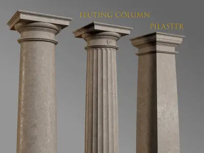 Denticulated Doric Order Column pedestal and entablature 3D model