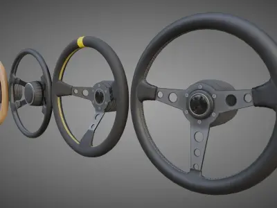 Porsche Backdate Steering Wheels Low-poly 3D model