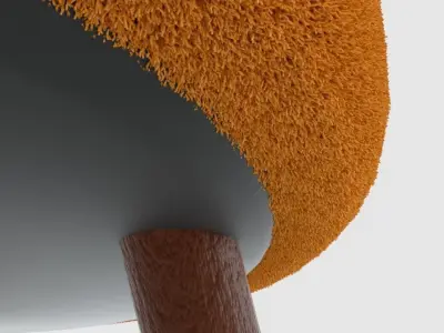 stool orange with wooden legs Free 3D model