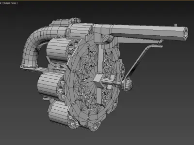 Joseph 48 shot revolver Low-poly 3D model