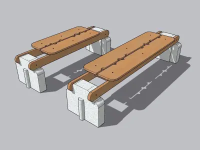 Modern Wooden Bench Free 3D model