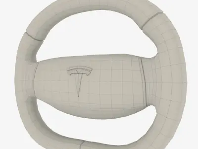 Tesla Model 3 Steering Wheel Low-poly 3D model