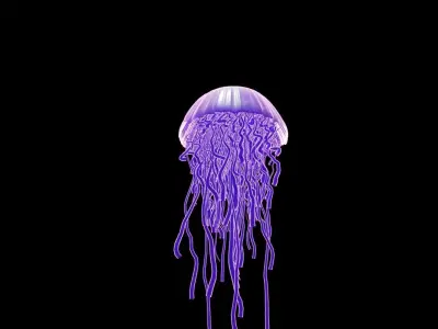 blender purple jellyfish animated 3D model
