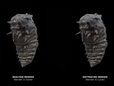 Alien Parasite Cocoon Low-poly 3D model