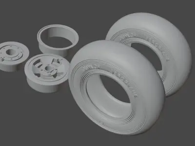 Hawker Hurricane Main and TailWheel set 3D print model