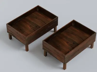 Wooden Fruit Basket - Game Ready Free 3D model