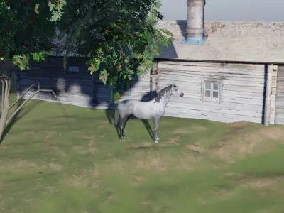 Realistic Gray Horse  Low-poly 3D model