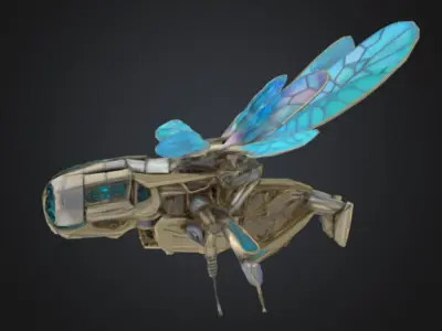Cyber Fly Low poly game ready - not rigged Low-poly 3D model