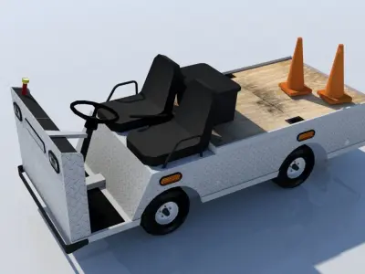 Ground service flat cart airport Low-poly 3D model