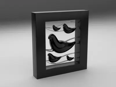 Statue Birds Abstract - Framed Free 3D model