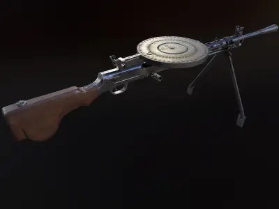 DP-28 Light Machine Gun Low-poly 3D model