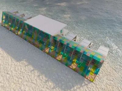 Hotel Beach-Hotel Beach Temporary accommodation-Hotel container 3D model