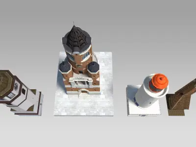 Small Towers Pack Low-poly 3D model