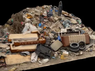 trash pile mixed trash front part photogrammetry Low-poly 3D model