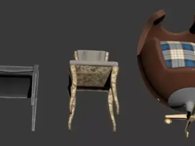 Furniture Set 2 egg shaped chair Free low-poly 3D model