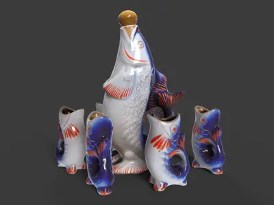 Fish Statuette Low-poly 3D model