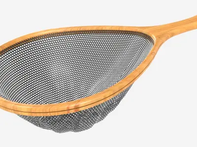 Wooden fly fishing net 3D model