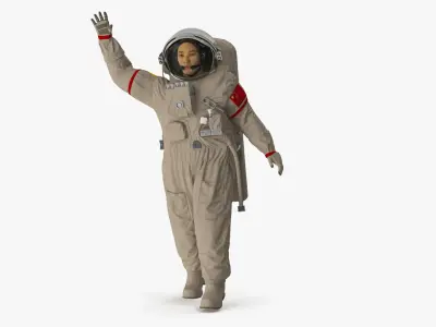Astronaut Wearing Feitian Space Suit Rigged for Maya 3D model