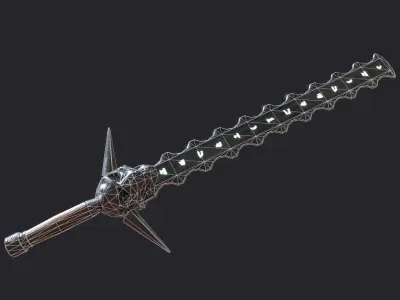 Fantasy Stylish Weapon- Skull Sword Low-poly 3D model