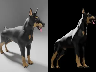 Doberman Dog Realistic Model Low-poly 3D model