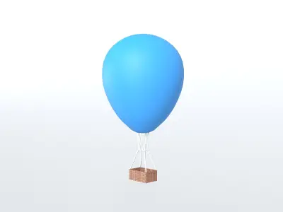 Hot Air Balloon v1 009 Low-poly 3D model
