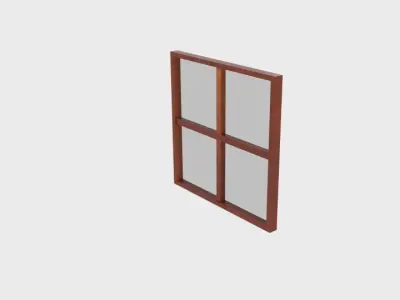 Wooden Square Window Low-poly 3D model