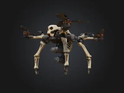 futuristic Skeleton drone with silicon carbide material FRD-04 Low-poly 3D model