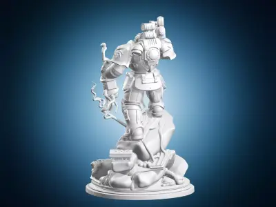 Space Marine with Heavy Bolter 3D print model