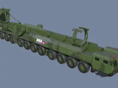 Hwasong 16 missile launcher 3D model