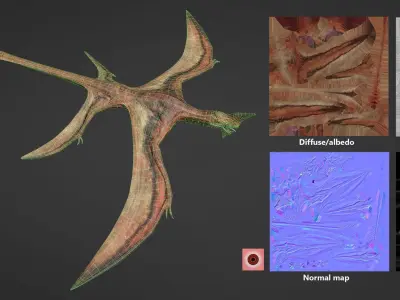 Flying creature Low-poly 3D model