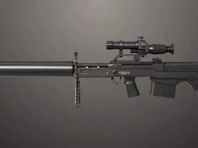 Sniper 05 Black and Sandal Single Mat Rigged All PBR Unity UE Textures 3D model